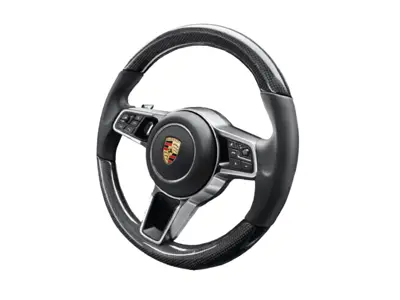 Multi-function sports steering in carbon. Porsche 971 Panamera 2017>> - 971044403, 971044403A34, 971044403OE5, 9710444039J9, 971044403OK6, 9710444038U7