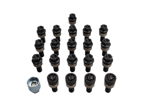 Wheel bolts in black including anti-theft protection - 00004460231, 00004460271, 00004460281, 00004460291
