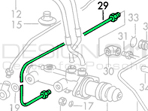Brake Master Cylinder to Rear Caliper Brake Line. Porsche 911 68-71 RHD - 90135562402, 90135562400