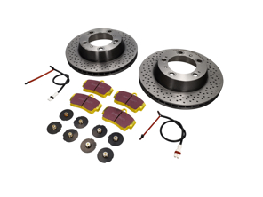 Brake Disc Package with Sport EBC Brake Pads Porsche Boxster S - DP41208R, 98635240301BRE, 98661236501, 98635240301, 99635208600, 99635208602, 99635293903, 98635293910, 98635293911, 99635293900, 99635293902, 09889021, 98735240300, 98735240301, 98661236500, 99635208601, 96435209601