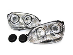 HEADLAMP CHROME WITH ANGEL EYES AND PROJECTOR VW GOLF MK5 (PAIR) RHD / LHD - 2214580, 0002214580