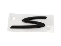 'S' rear badge, in High-Gloss Black. Porsche 992 / Taycan - 992853685041, 992853675B041