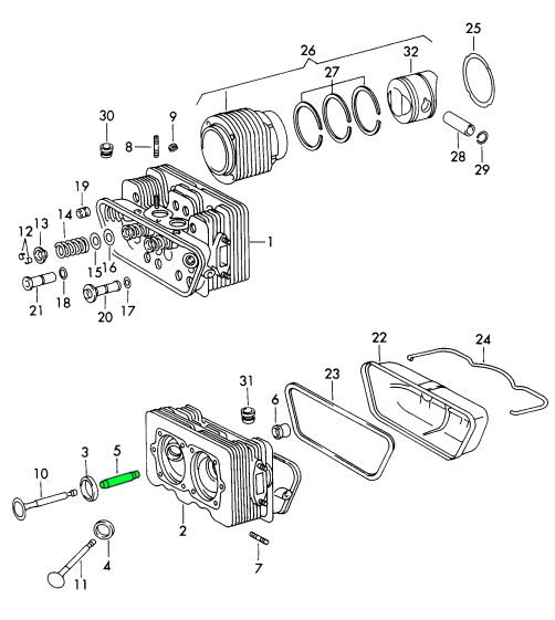 Porsche 912 Exhaust Valve Guide 61610432260 61610432260/1 Design 911