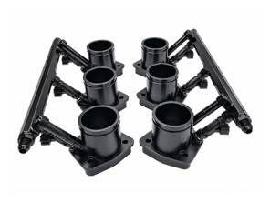 Intake Manifold Adapter Kit with Fuel Rails for Standard Manifolds, Black. Porsche 964 / 993 3.6L 1989–98 - 96411071101, 99311071250 - AMS9050157 + AMS9050033, AMS9050158 + AMS905033