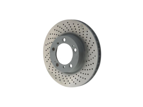 Brake disc rotor Front, drilled monoblock, 318x28mm. Porsche 996 / 997 / 986 / 987 (99635140501 / 99635140601) - 99635140500, 99635140600, 99635140501, 99635140601, 99635140502, 99635140602, 17071, 17072, 92100007, 92099907, 460.1525.20, 460.1526.20 - PFL39965, PFR39966