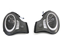 HEADLAMPS LHD (H7 Halogen) W/ DTR Ring + LED Indicator + LED Built-In Projector Foglamp Shiny-Black (PAIR) - 996631065, 996631066
