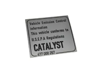 Catalytic Converter decal. Porsche 911 / 924 / 928 / 944 / 968 / Boxster - 477000267
