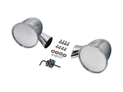 Aluminium bullet mirror set, Chrome Plated. Porsche 911 1965-1973 - 91173102010, 91173111600, 90173111101 - BulletDriveSilver_1973early, BulletPairSilver_1973early