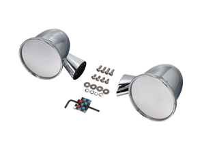 Aluminium bullet mirror set, Chrome Plated. Porsche 911 1965-1973 - 91173102010, 91173111600, 90173111101 - BulletDriveSilver_1973early, BulletPairSilver_1973early