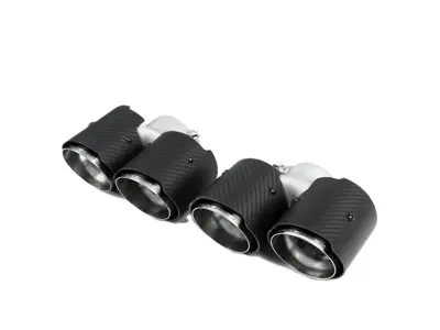 Fabspeed Deluxe Quad Tips, Carbon Fiber. Porsche 991.2 Carrera (2017-2019) - 9P1251187B, 9P1251188B, 99104420021, 99104420020, 99104420024, 99104420025 - FS.POR.9912.QDTC