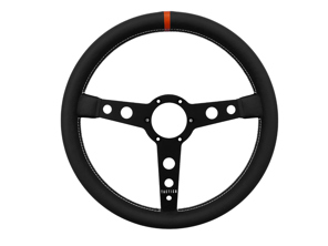 Steering wheel 130R Series Full Grain Leather with Orange Indicator 350mm. Porsche 911 / 964 / 993 / 924 / 944 / 968 / 928 - 74142, 74143