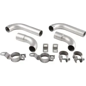 Exhaust Pipe and Clamp, Stainless Steel. Porsche 356B / 356C - 1620705010, 92.304S, 92304s, 611611100700, 61611122103, 61611125701, 61611125501, 61611122303, 61611102500 - 1620705010
