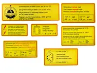 Adhesive labels set with red border for engine compartment for Porsche 911 - PCG90100650