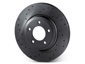 Drilled brake disc rotor front. Porsche Cayenne 955 / 957 / 958 (OE No 95535140151 & 95535140251) - 95535140151, 95535140241, 95535140150, 95535140250