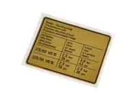 Sticker Tyre Pressure. Porsche 928 1980-82 - 92800651900 - PAKRA