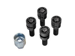 Locking Wheel Bolt Kit BLACK +5MM Longer - Original Porsche - 99136198000, 99136198004, 99136198003, 99136198004, 971698030B, 971698030A, 971698030