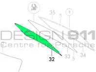 Rear window glass, Green Tint, Heatable. Porsche 911/912 65-86 COUPE - 91154510700, 91154510707