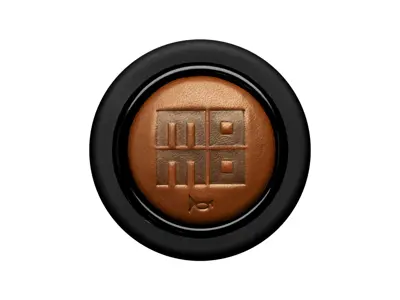 Heritage leather embossed crest horn push button cigar brown