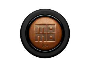 Heritage leather embossed crest horn push button cigar brown