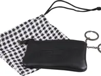 Classic leather key pouch with checked fabric inside, SSI. - SSI002