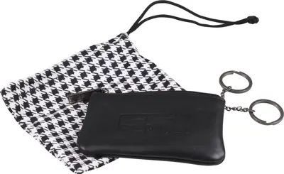Classic leather key pouch with checked fabric inside, SSI. - SSI002