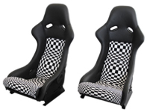 Seats in racing style, Grey leather / Pascha pattern with black seat shell. Porsche 964 / 993 - SET11.1.100A, SET111100A