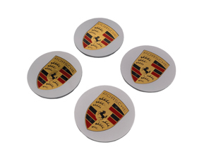 Wheel Caps 'Crested' plastic concave for Porsche (Set of 4) - 95504460010, 00004460502, 00004460702