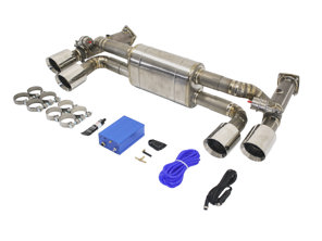 Exhaust Muffler / Sport Switchable Race Exhaust System in Titanium DesignTek. Porsche 991.2