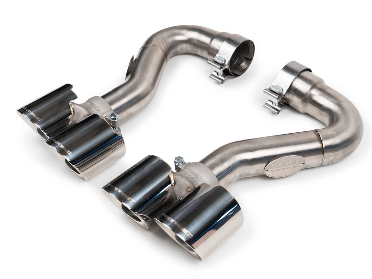 Exhaust Tail Pipes Deluxe Quad Style in Polished Stainless steel. Porsche Cayenne 955 S - 95511100020, 95511125110, 95511125111, 95511125210, 95511125211