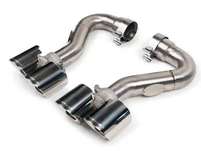 Exhaust Tail Pipes Deluxe Quad Style in Polished Stainless steel. Porsche Cayenne 955 S - 95511100020, 95511125110, 95511125111, 95511125210, 95511125211