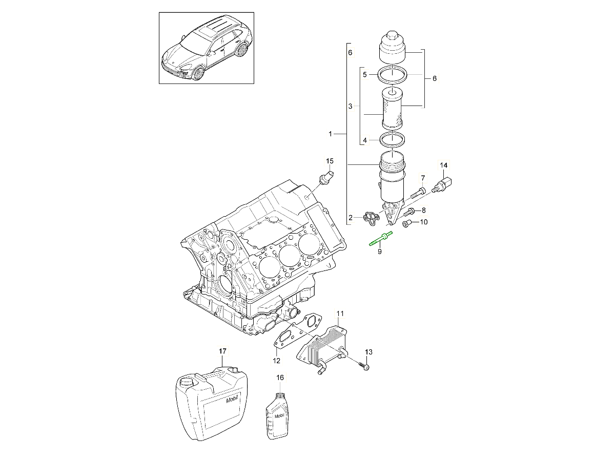Porsche Cayenne Panamera Hybrid Stud with shoulder for oil filter