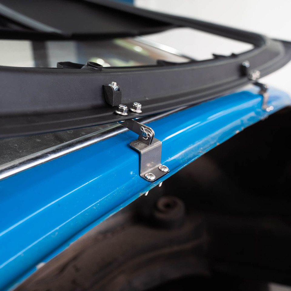 Rennline titanium 911R style engine lid hinge set. Porsche 911 E60