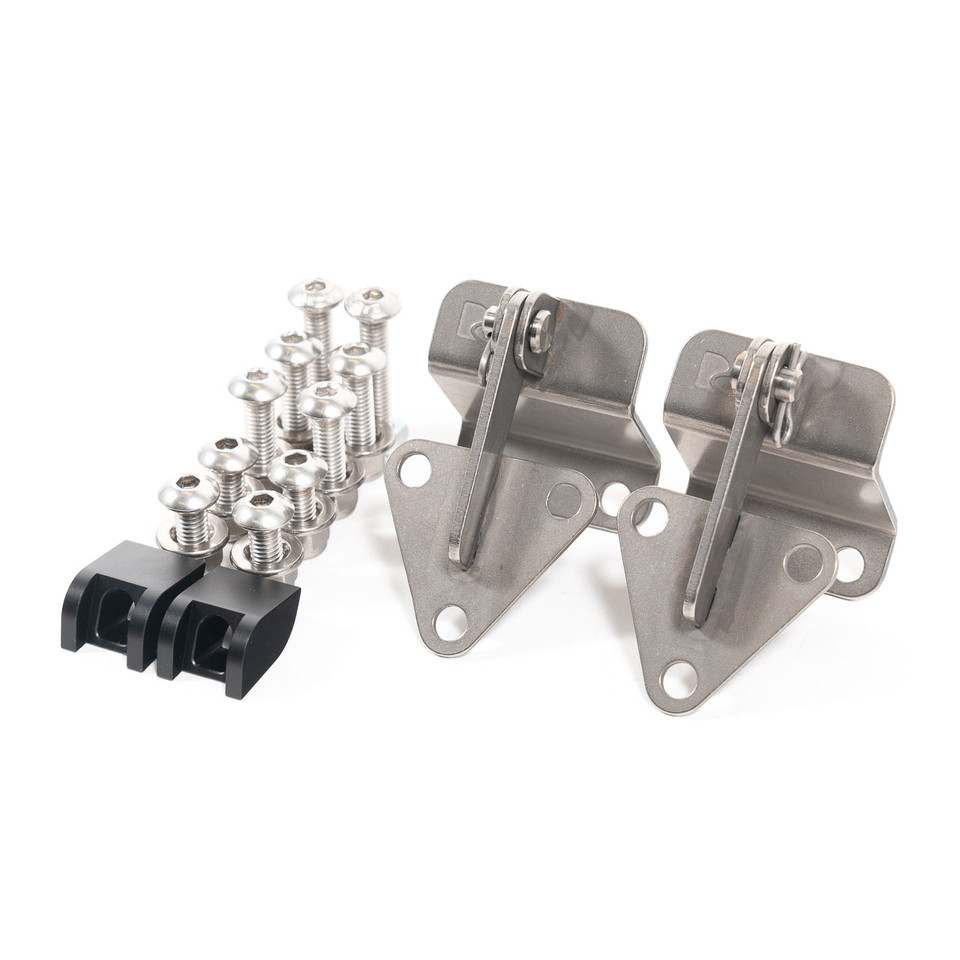 Rennline titanium 911R style engine lid hinge set. Porsche 911 E60