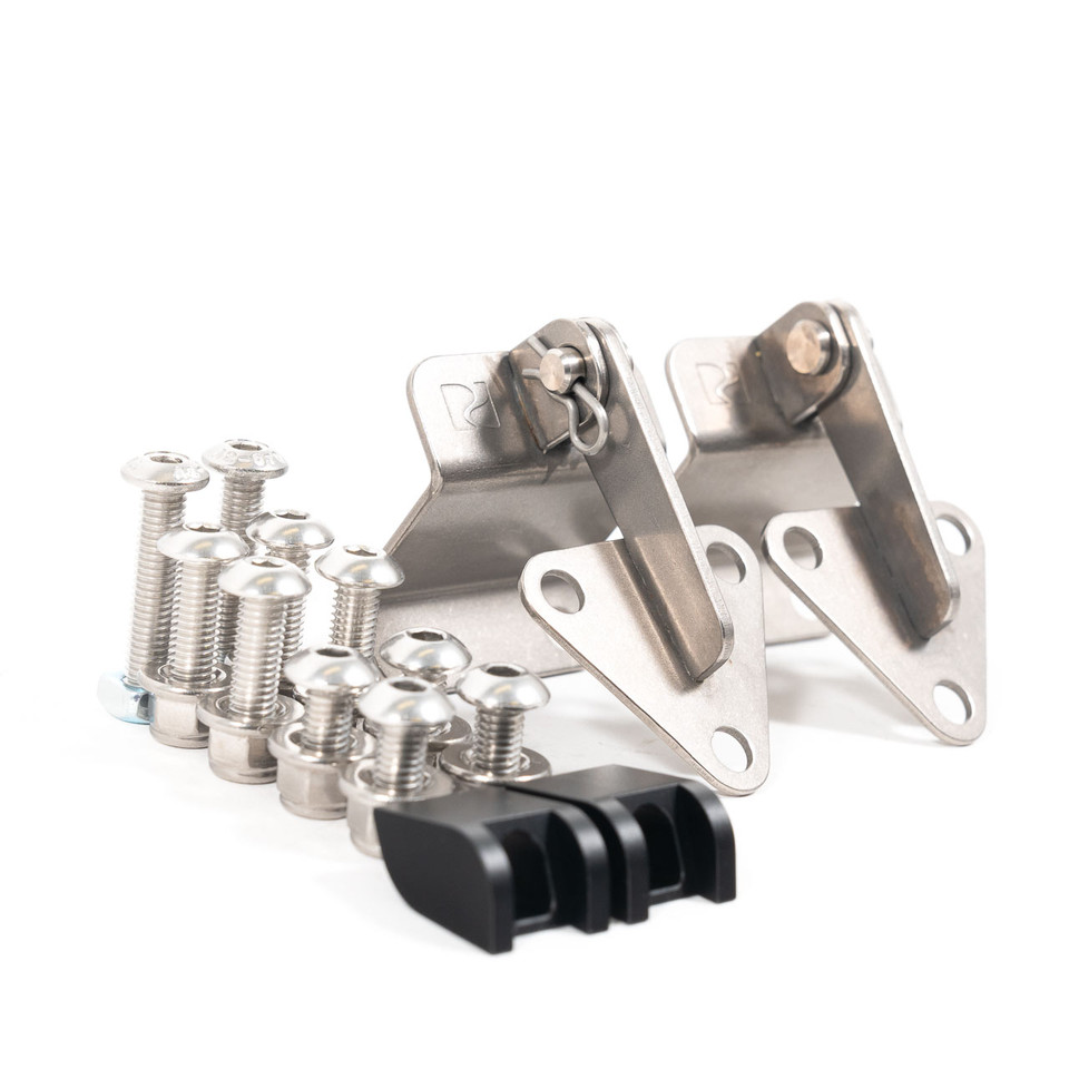 Rennline titanium 911R style engine lid hinge set. Porsche 911 E60