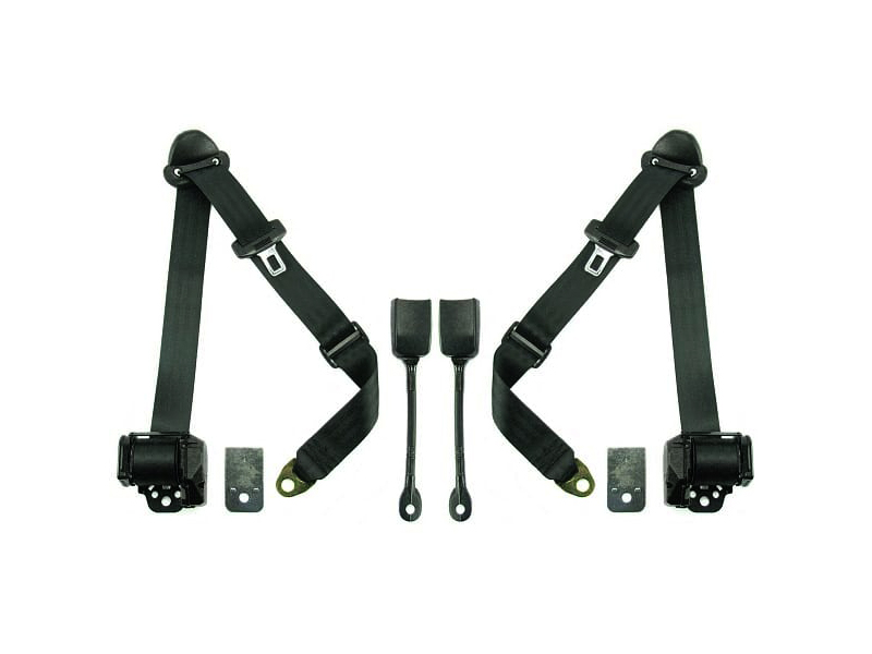 Universal 3-Point Retractable Seat Belts (Gray) – Set Of 2 – Fixed Sensor
