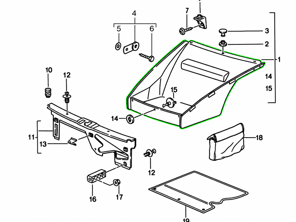 Front-compartment carpet, Black. Porsche 993 (911) 1994-98 - 993551067035FV