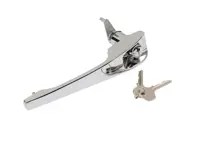 Door handle with lock cylinder and key, Chrome. Porsche 911/912 1968-69 - 90153106121, 90153106221 - 1687101270, 1687101280