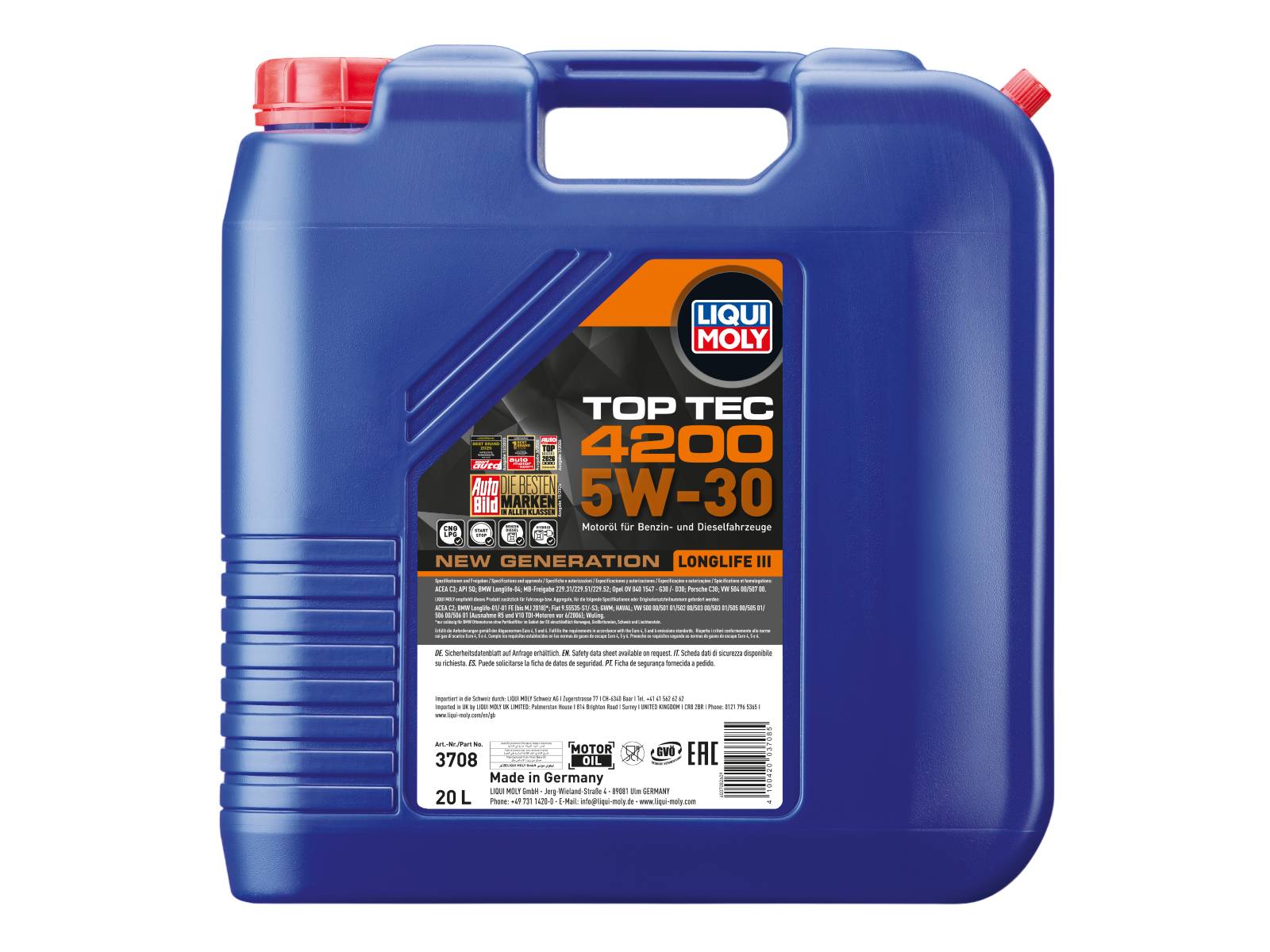 LIQUI MOLY Top Tec 4200 5W-30 New Generation 20Ltr - 8792, 8793, 3708