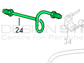 Front Caliper to Flexi Hose Brake Line, LEFT. Porsche 911 65-68 - 90135560301, 90135560300, 9013556030Y