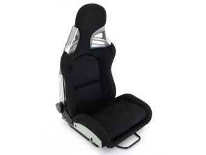Track Bucket Sports Seat - DTX RECLINE, Black Alcantara - SCRATCHES ON BACK - 9997809100, 9997809110