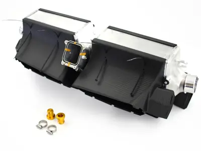 Intercooler with carbon fibre air guide. Porsche 992 turbo / turbo S - 992145805G, 992145817B, 992145816C - GCP03