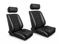 LeMans Bucket Seats, Black Leatherette / Black Basket Weave, SET OF 2. Porsche 356 / 911 / 912 1950–89