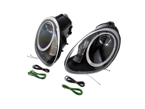 HEADLAMP PROJECTOR HALOGEN + AURORA LIGHT Porsche 987 05-08 BLACK LENS LHD - 99763115713, 99763115813