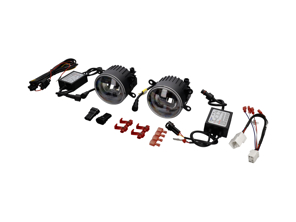 Front fog lamps Black LED with DRL (Daytime Running Lights). Porsche 958 Cayenne / Macan - 95863116700, 95563116300