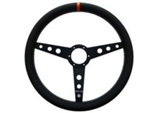 Steering wheel Turn 8 full grain leather and orange marker 380mm. Porsche 911 / 964 / 993 / 924 / 944 / 968 / 928 - 74202, 74203