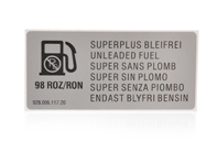 Adhesive label – 98 RON. Porsche 928 GTS / 993 - 92800611720