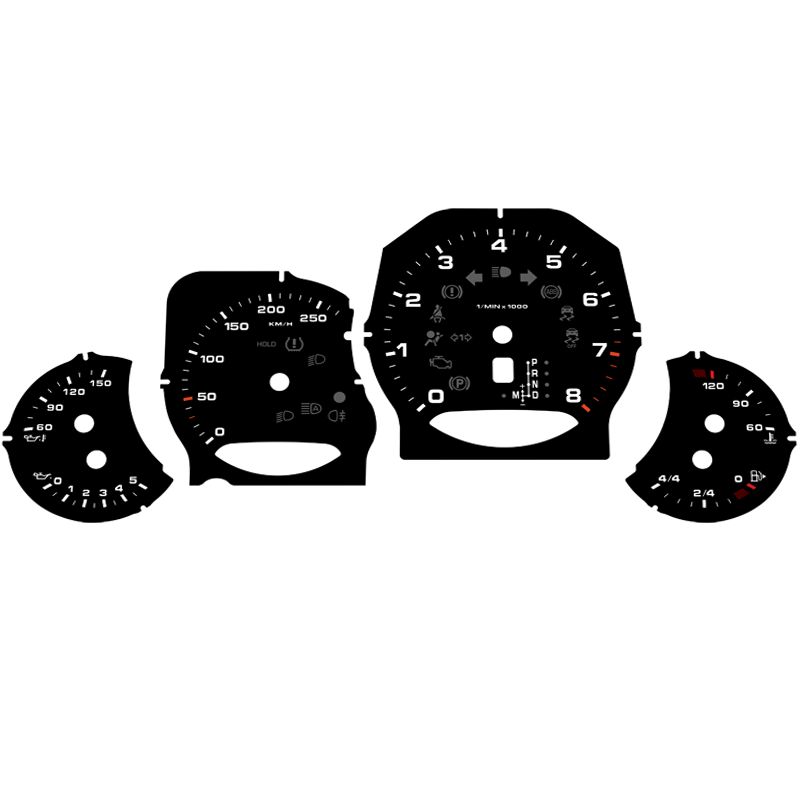 Dial face set, KMH. Porsche 958.2 Cayenne / Cayenne S / Cayenne GTS