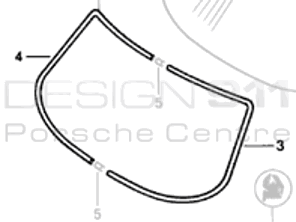 Front Screen Moulding Metal Black. Porsche 911 - 9115419110170K, 9115419120170K