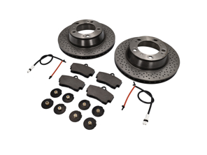 Brake Disc Package with Sport BREMBO Brake Pads Porsche 996 1997-04 - 99635240104BRE, 99635240104, 07B31514, 99661236501, 99635208600, 99635208602