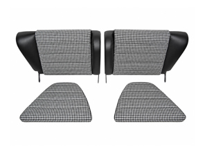 Rear Seat Set, Black Leather or Leatherette / Houndstooth. Porsche 911 / 912 F-Model 1965–73